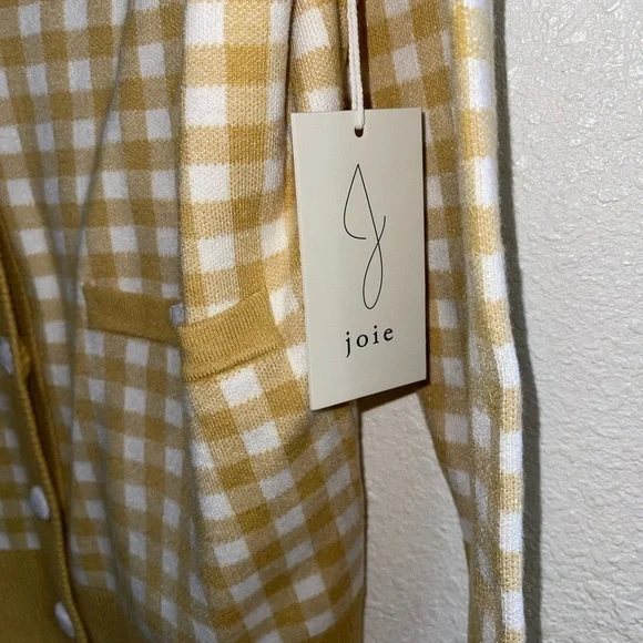 NWT- Joie Gingham Boyfriend Cardigan Sweater. Size Medium - Picture 5 of 7